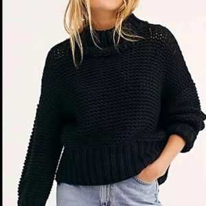 Free People Black Cowl Neck Sweater
